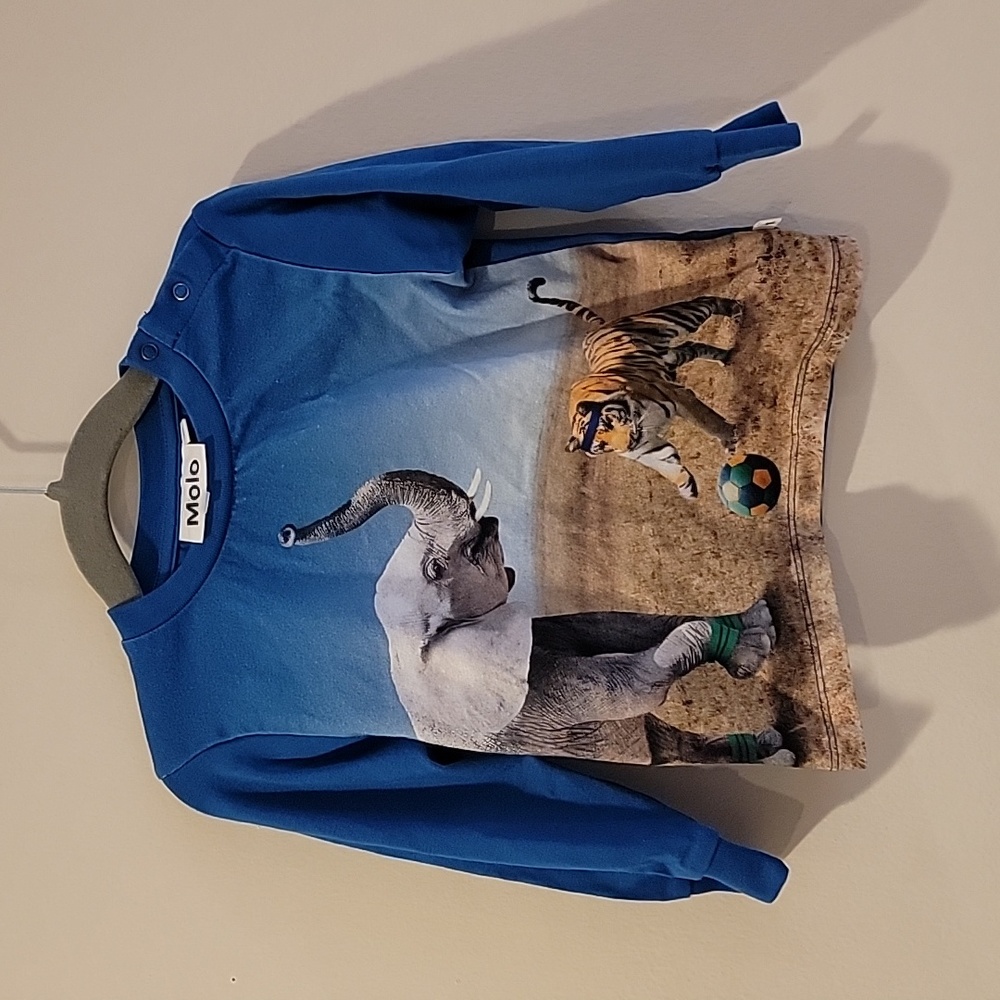 Molo 80 1 years boy Long sleeve tiger elephant shirt blue